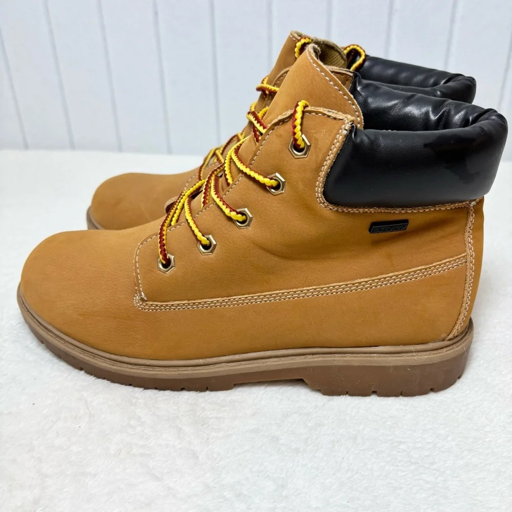 TRAIL GUIDE Waterproof Tan Leather Boots with Black‎ Collar Size 7M